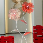 Resim 3D Kumaş Çiçek Düzenlemesi, 45cm - Canlı Kırmızı ve Pembe Çiçek ile Altın Sap, Düğünler, Partiler ve Mevsimsel Dekorasyon için Mükemmel, Tüm Mevsim Tatil Atmosferi, İç/Dış Mekan Kullanımı, Düğün Dekorasyonu | Zarif Çiçek Tasarımı | Dayanıklı Kumaş Çiçekler, Çiçek Dekorasyonları 