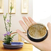 Resim Japon tarzı metal kenzan, pirinç pimlerle vazo/masaüstü/sunum için ikebana tutucu, Minimalist ikebana tabanı, 4.6cm/6cm 