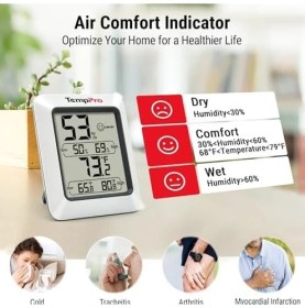 Resim TP50 Dijital Termo-Higrometre, Iç Mekan Termometresi, Higrometre, Sıcaklık ve Nem Ölçer, Oda Iklimi Kontrolü, Oda Havası Kontrolü, Klima Monitörü Için 