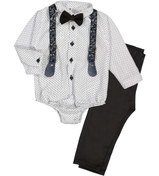 Resim Mnk Gömlekli Alttan Çıtçıtlı Gabardin Pantolonlu Pamuklu Bebek Takım 0294 Lacivert 
