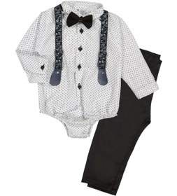 Resim Mnk Gömlekli Alttan Çıtçıtlı Gabardin Pantolonlu Pamuklu Bebek Takım 0294 Lacivert 