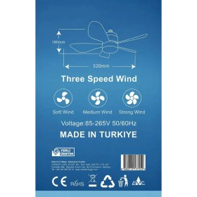 Resim Banum Luxury 3'ü 1 Arada Tavan Vantilatörü Modern Sık LED Ampul Sessiz 3 Kademeli Kumandalı 