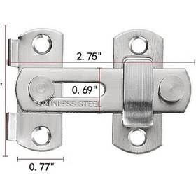 Resim Pazly 4 Adet Gümüş Paslanmaz Çelik Sürgülü Kapı Kilit Seti - 7x5 Cm Şarap Dolabı Ve Mobilyalar İçin Gümüş 