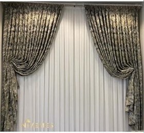 Resim Çizgili 1/3 Sık Pileli Tül Perde,Gümüş 150 X 260 