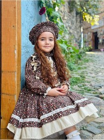 Resim H L Y Karol Tasarım Kahverengi Vintage Kız Bebek Elbisesi, Doğum Günü Elbisesi, Fotoğraf Çekim Elbisesi,0-12 Yaşa Uygun Kahverengi 