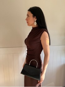 Resim lalettobags Kadın Gümüş Kol Detaylı Mektup Kapaklı Abiye & Davet Çantası 