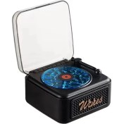Resim Nostalji Mini Plak Görünümlü Radyolu Bluetooth Hoparlör 3D Ses Dalgası Retro Müzik Plak Siyah 