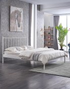 Resim Unimet Falez-st Çift Kişilik Metal Karyola-beyaz (YÜKSEK BAŞLIKLI) (AHŞAP LATALI) 