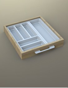 Resim Mutfak Çekmece Içi Kaşıklık 44cm X 48cm Yanlar Ve Boydan 4cm Kesilebilir, Beyaz Antrasit 