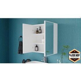 Resim Lale 2 Kapaklı Aynalı Banyo Dolabı Mdf Beyaz 