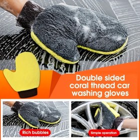 Resim Ultra Emici Mikrofiber Araba Yıkama Eldiveni - Çiziksiz, Yeniden Kullanılabilir Ayı Pençesi Tasarımı ile Chenille Çift Taraflı Sünger Kuru & Islak Temizlik için 