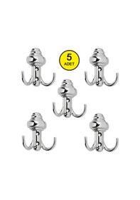 Resim Sarıklı Vestiyer Askı Dolap Mobilya Askılığı Parlak Krom (5 Li Pa Krom 