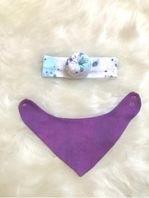 Resim Koala Tasarım Kız Bebek Topuz Bandana Ve Üçgen Önlük Takımı 