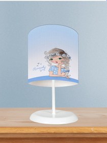 Resim Mekta Home Bebek Ve Çocuk Odası Romantic Girl Desenli Mavi Abajur 