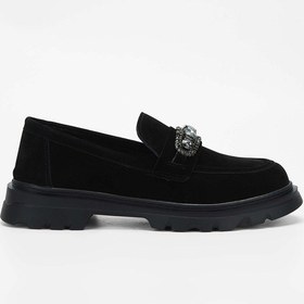 Resim Tamer Tanca Kadın Vegan Siyah Süet Loafer Ayakkabı 817 2399 Bn Ayk Sk23/24 Sıyah Suet Siyah 