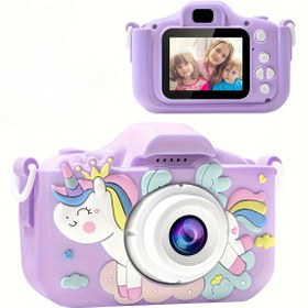 Resim Çocuk Unicorn Kamerası, INSUN Orijinal 1080p IPS Ekran, USB Şarj Edilebilir 600mAh Lityum Polimer Pil, 4X Dijital Zoom, Darbeye Dayanıklı Silikon, Su Geçirmez Değil, 3-10 Yaş İçin, Doğum Günü, Noel, Şükran Günü, Cadılar Bayramı Hediyeleri İçin Mükemmel 