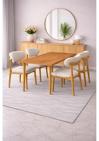 Resim 4 Kişilik Polo Sandalye Yemek Takımı Mdf Masa Meşe Renk Meşe 