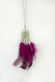 Resim biuti El Yapımı Minik Pembe Cam Boncuklu Düş Kapanı Tüylü Araba Dikiz Ayna Süsü, Yeni Araba Hediyesi 