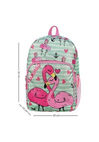 Resim Yeni Sezon Flamingo Desenli Suluk Cepli Kız Çocuk Anaokul Kreş Sırt Çantası Mint Pembe 
