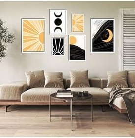 Resim GAAGART 6'lı Ahşap Lamine Çerçeveli Mdf Tablo Seti Güneş ve Ay Döngüsü 30 x 40 gartNM2830 