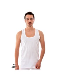 Resim 12 Adet 0101 Erkek Penye Atlet Beyaz Beyaz 