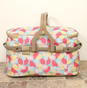 Resim Kale Termos Termos Izolasyonlu Desenli Piknik Sepeti - Karpuz Dilim Desen Piknik Çantası 