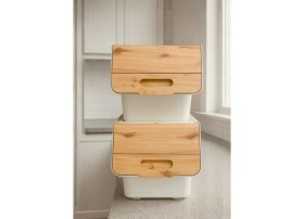 Resim Jet's Home 2'li Bambu Patates Soğan Sepeti Tekerlekli Kapaklı Havalandırmalı 24 Litre Sebzelik Organizer 