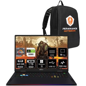 Resim MSI Raider A18 HX R9 9955HX3D 40GB 1TB SSD RTX5080/16GB 175W 18'' UHD+ W11P Gaming Laptop 