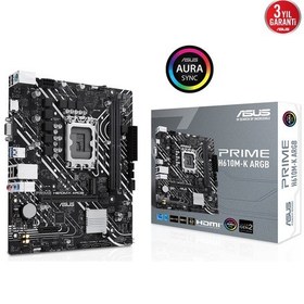 Resim Asus Prıme H610m-k Argb Ddr5 5600mhz M.2 Hdmı Vga Matx 1700p 