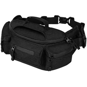 Resim Mufunye Erkekler İçin Büyük Kapasiteli Su Geçirmez Ayarlanabilir Bel Çantası - Yürüyüş, Kamp, Bisiklet Siyah 