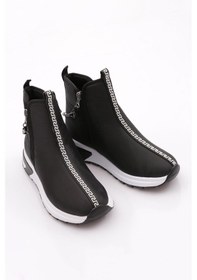 Resim Dgn 685 Kadin Kalin Taban Fermuar Detayli Bot 685-2252-R1534 Siyah 