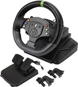 Resim Game Racing Wheel, 180 Derece Evrensel USB Araba Sim Pedallı Yarış Direksiyonu, Çok Fonksiyonlu Driving Force PC Yarış Tekerleği, PS3 için, Xinput ve Dinput Modları için, Android için 