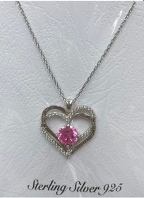 Resim Pembe Yuvarlak Zirkon Taş Detay I Love You Yazılı Kalp Kolye 