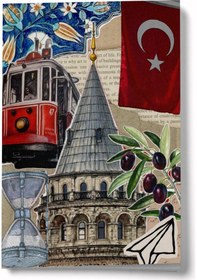 Resim Kolaj Serisi 43 Galata Günlüğü A6 Çizgili Mini Defter Not Defteri Çok Renkli 