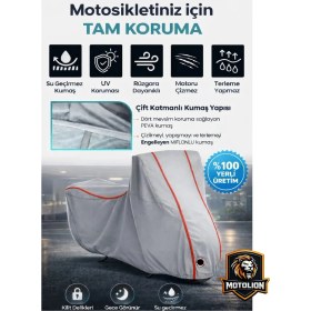 Resim Autolion Arora Ars 200 Topcase Uyumlu Gri-Kırmızı Dikiş.kilitli Motor Brandası. 