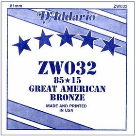 Resim D'Addario ZW032 Tek Akustik Gitar Teli (32) 