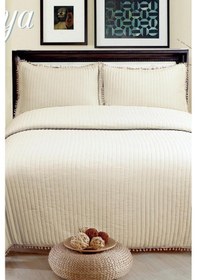 Resim Asya Elyaf Dolgulu Çift Kişilik 240x260 Cm Yatak Örtüsü Bej Bej 