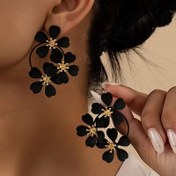 Resim 1 Çift Vintage Boho Tarzı Çiçek Küpeler, Sentetik Ocak Doğma Taşı, Çinko Alaşım Paslanmaz Çelik İğne ile, Abartılı Avrupa ve Amerikan Tasarımı Gündelik ve Parti Giyim için 