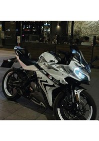 Resim Cfmoto 250sr Bmw Hp4 Model Parcalı Motosıklet Kaplama Stıcker Etıket Modelı Siyah Beyaz Gri Renk 