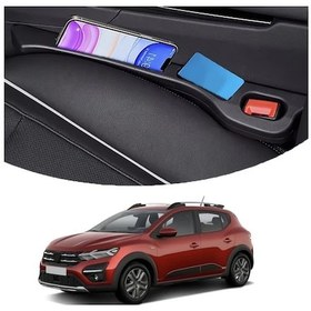 Resim Meridiangoods Dacia Sandero Stepway Duster Jogger Spring Oto Koltuk Arası Siyah Kapak Aksesuar 
