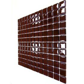 Resim MozaiKristaL Mutfak Tezgah Arası, Havuz, Banyo, Sauna, Spa, Iç , Dış, Zemin, Duvar, Kaplama ve Dekorasyon Uygulamalarında Tüm Yüzeyler Için, 25X25MM. Çikolata Kahvesi, 31.5X31.5CM. Fileli Cam Mozak. 