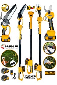 Resim Cros LOMBARD LT 3 Lü Bahçe Set Teleskopik Uzatma + 55 MM Dijital Budama Makası + Yağ Pompalı Zincirli Testere 