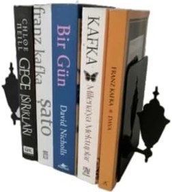 Resim Risingmaber Dekoratif Siyah Sokak Lambası Tasarımlı Metal Kitap Tutucu Desteği Ev Ofis Aksesuarı (2li Set) MK2S 