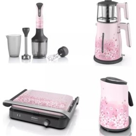 Resim Arzum Pro Kiraz Çiçeği Elektrikli Çeyiz Seti Paslanmaz Çelik Aksesuarlarla 5 Parça 