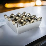 Resim YELMEN 4 Adet Kromajlı Gri Renk Metal Kare Kafe Küllük Izgaralı Döküm Kül Pratik Paslanmaz 