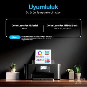 Resim Kingjet Hp Uyumlu 203a Standart Kapasiteli 4 Renk Takım Toner Çipli Mfp M281fw Uyumlu 