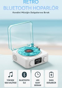 Resim Kensa Retro Bluetooth Hoparlör Plak Tasarımlı Kablosuz Speaker 