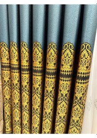 Resim Nivemeshome Side Ft632057 V- 2504 Turkuaz 1/3 Sık Pileli Fon Perde Apm Turkuaz 