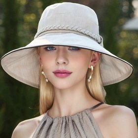 Resim İlkbahar-Yaz Yeni Katlanabilir Geniş Kenarlı Kadınlar için Çok Yönlü Dış Mekan Güneş Şapkası 