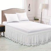 Resim Modern 36.83 cm Ayarlanabilir Kabartmalı Yatak Etek, %100 Polyester, Makine Yıkanabilir, Volan Süslemesi, Dokuma El Sanatları, Baskısız, Yatak Odası Dekoru 